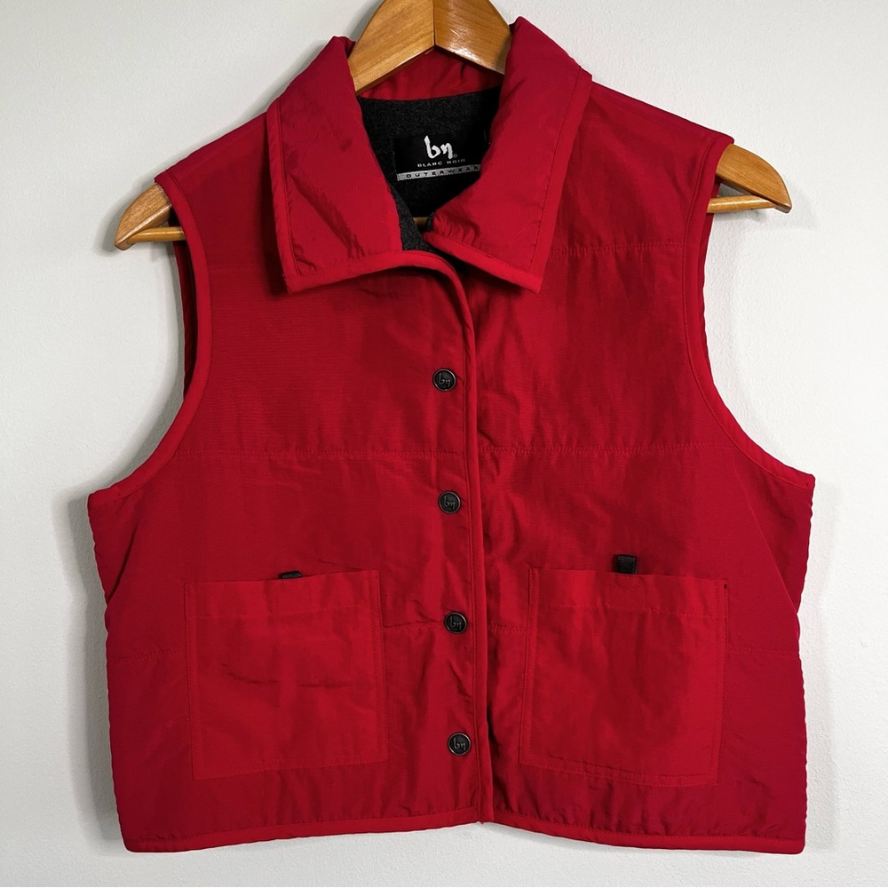 Blanc Noir Vintage Red Fleece Lined Granola Girl Cropped Womens Vest Size Medium